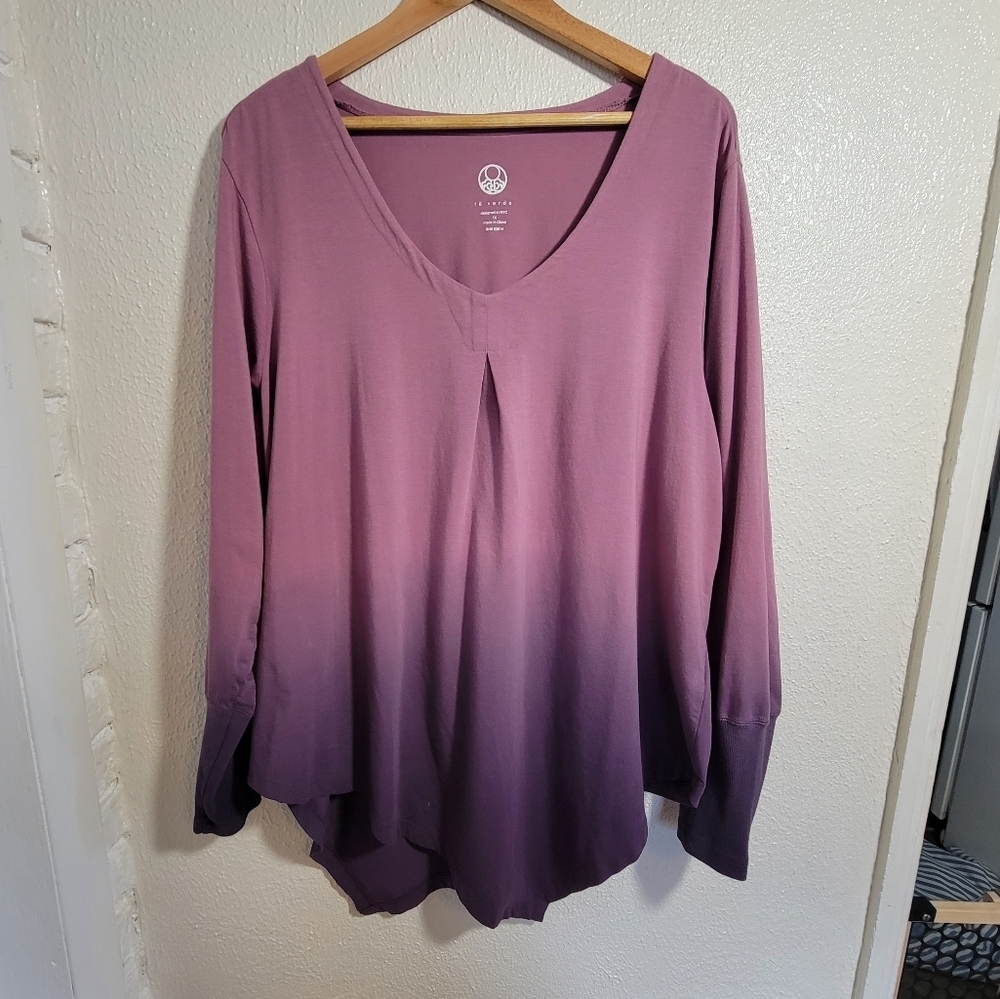 Te Verde Ombre Asymmetrical Modal Tunic Popover sz 1X Purple Minimalist Comfort